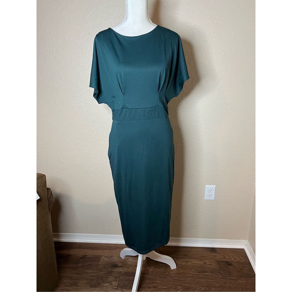 NWT Jasambac Emerald green dress short sleeve dress - size large